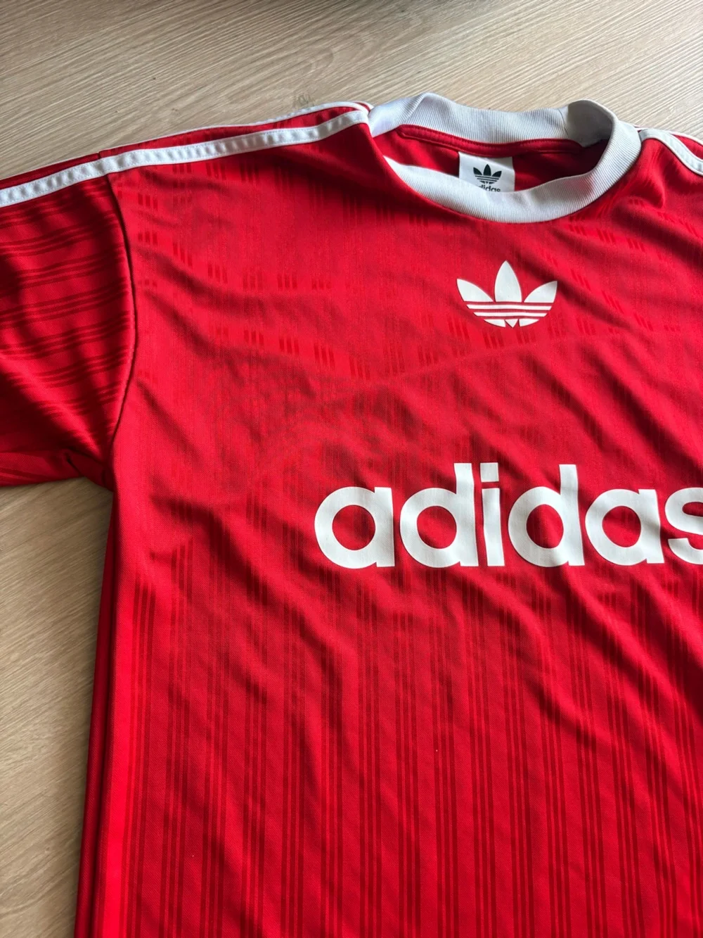 adidas Red Short Sleeve Tee with White Script Logo